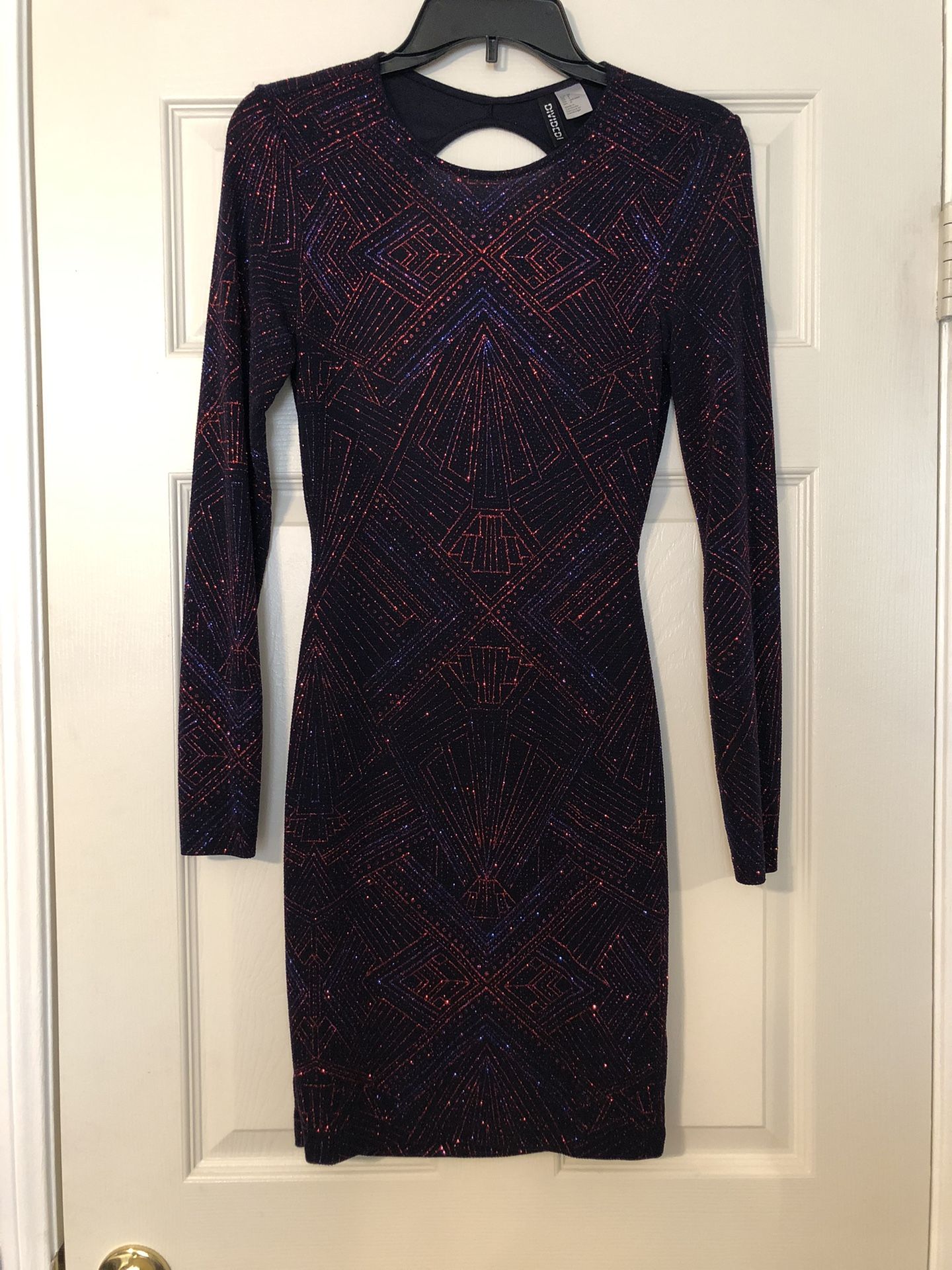 Women’s Divided H&M  Red,Purple & Black Opened Back Long Sleeve Dress Size 6