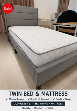 BRAND NEW TWIN SIZE BED FRAME WITH NEW MATTRESS/FAST DELIVERY