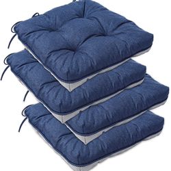 Indoor Chair Cushions for Dinning Chairs 4 Packs| Tufted Memory Foam Overstuffed Kitchen Chair Pads with Ties | Textured Non Slip Back Seat Cushions 1