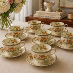 Antique Johnson Bros Pareek Teacups & Saucers – Floral, England (Set Available)