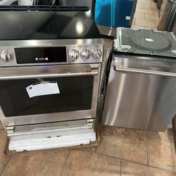 Selling Combo GE Café Electric Stove & Dishwasher In Stainless Steel 