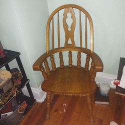2 Vintage Solid Oak Chairs 