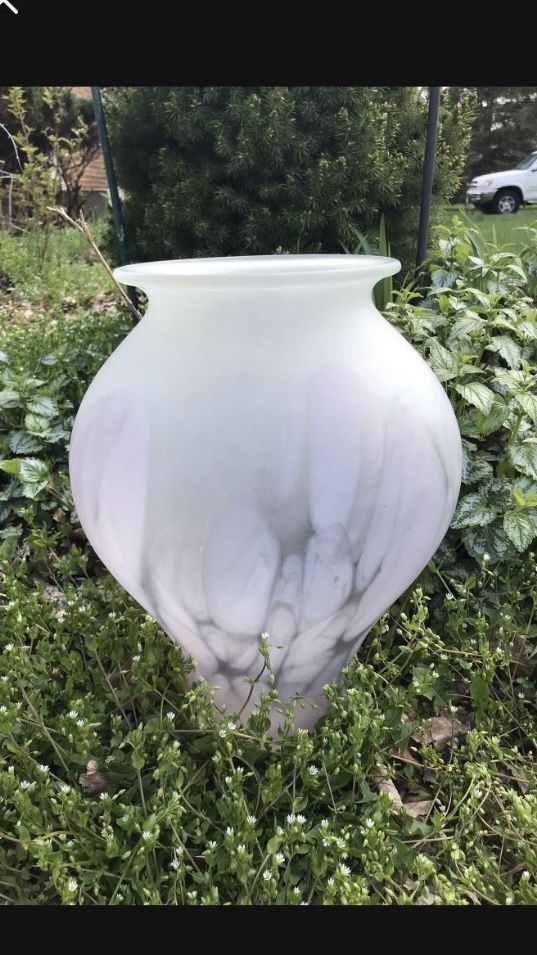 X-Large Frosted Pink Glass Flower Vase