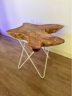 Small wood plank side table