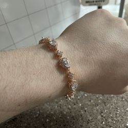 Rose Gold Plated Pear & Flower Cubic Zirconia Bracelet