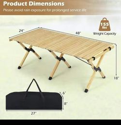 Folding Wooden Camping Table with Carry Bag