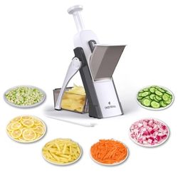 ONCE FOR ALL Upgrade Safe Mandoline Slicer Plus, Adjustable Vegetable Food Chopper Potato Fries French Fry Cutter, Detachable Blade, Kitchen Chopping 