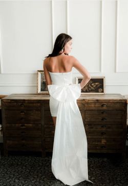 Blakely Bow Back Mini Dress with Train