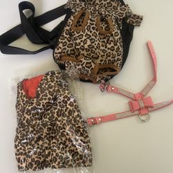 Small Backpack, And A Small leopard Dress Sweater With Belt pink blink, Leash $75 or best offer