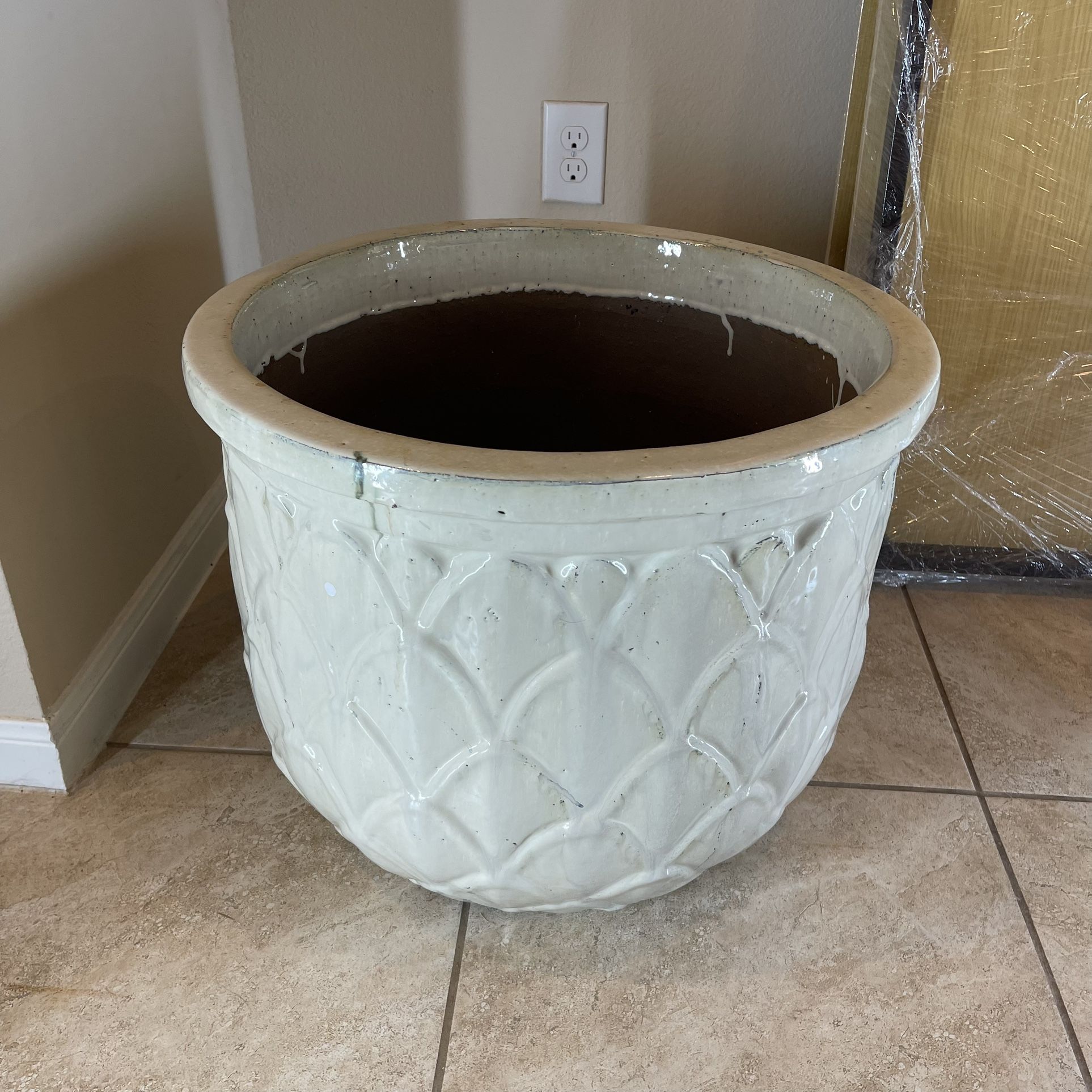 Large 22” Ceramic Planter / Flower Pot - New