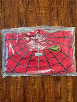 Supreme Vanson Leathers L Red Spider-Man zip up hooded sweatshirt