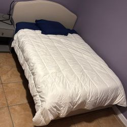 full size bed grey fabric 