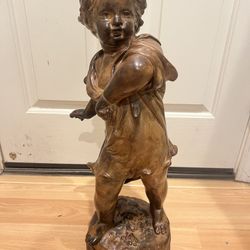 Vintage Pebble Thrower By August  Moreau Collectible Statue 25” Tall
