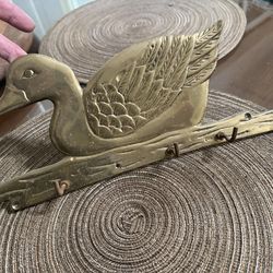 Vintage copper  duck tie / key holder 13”