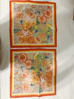 BNWT | Asian Batik Inspired Colorful Cloths / Napkins / Furoshiki | Lot of 2