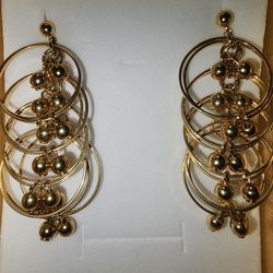 Gold-tone Long Hoop Earrings
