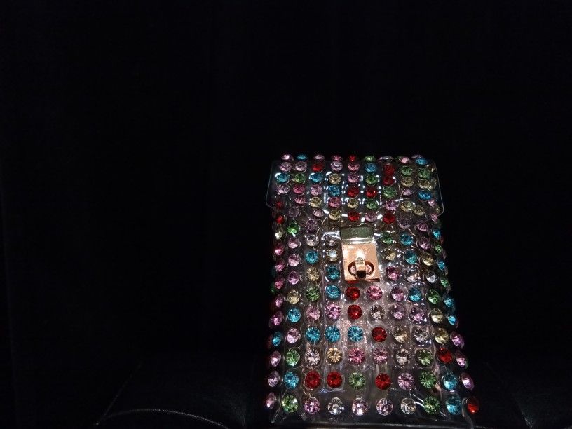 clear multi colored stoned cocktail bag