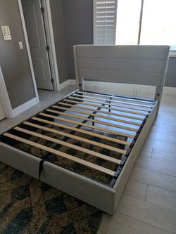 Queen bed frame with storage