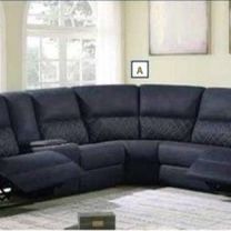 Brand New 6 Piece Blue Reclining Sectional