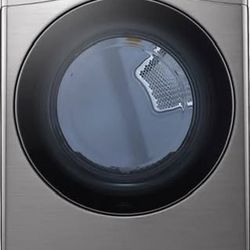 LG - 7.4 Cu. Ft. Stackable Smart Gas Dryer with Built-In Intelligence - Graphite steel W/ PEDESTAL