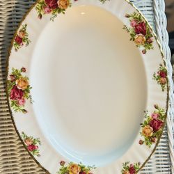 ROYAL ALBERT OLD COUNTRY ROSES ENGLAND 1962 Oval Platter 13 5/8"