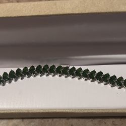 25.00ctw Pear Shape Chrome Diopside Sterling Silver Bracelet 7.5 