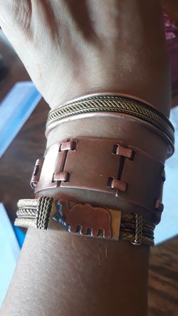 VITANGE HANDMADE SOLID COOPER """TRI -COLOR TERAPY BRACELET ""