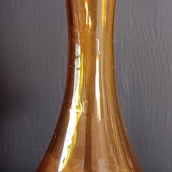 Vintage Amber Glass  Bud Vase. Typically Used For Displaying A Singe Stem 8.25".