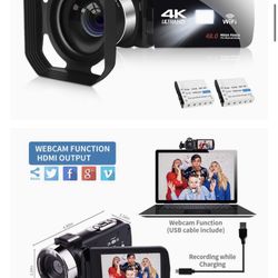 4K Camcorder Video Camera with Microphone Vlogging Camera 48MP Remote Control WiFi Digital Camera 3 Inch Touch Screen 16X Digital Zoom YouTube Camera