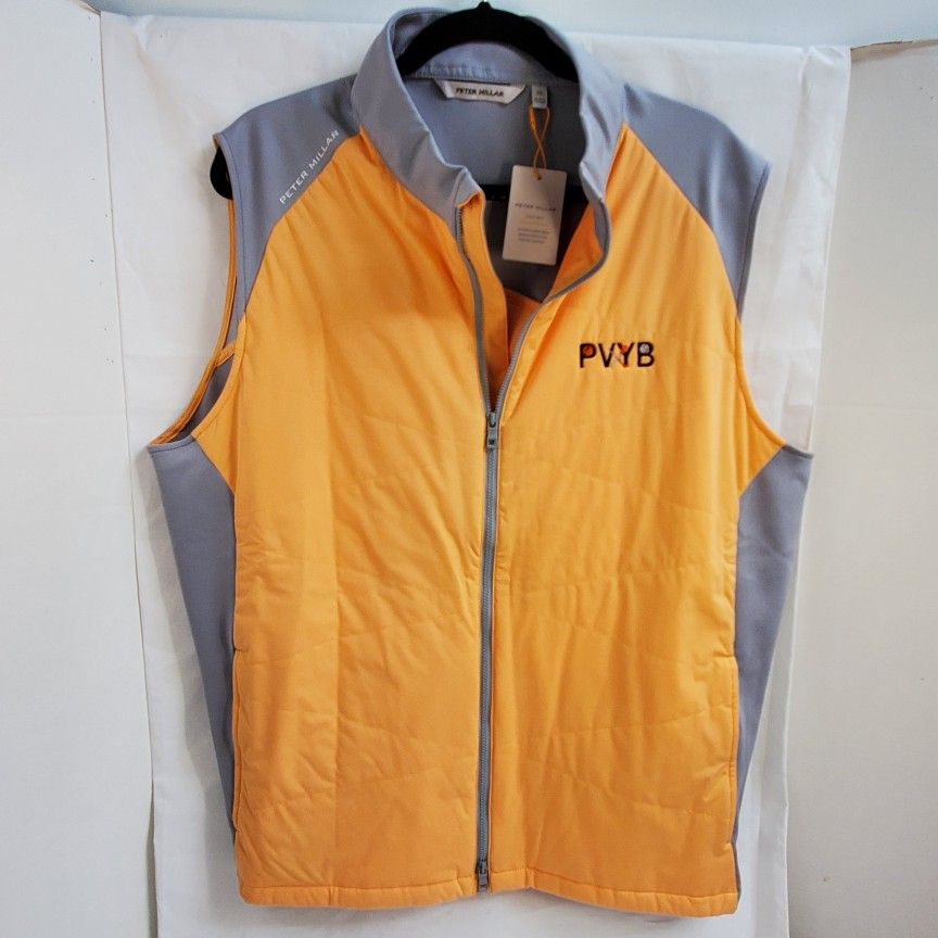New Peter Millar Men's XL Vest Water & Wind Resistant 4 Way Stretch Double Zipper Polyester Spandex