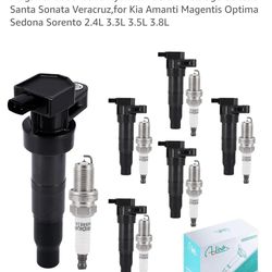 6pc Ignition Coil & Spark Plug Set for Hyundai Kia 2.4L-3.8L