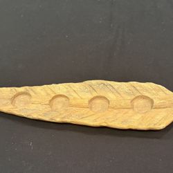 Hand carved wooden  candle holder or tray