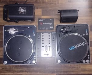 Complete DJ Kit 2 Turntables, Mixer, Serato Scratch, Strobe Light, Monitor Speaker + Vinyl Records, Pioneer Receiver