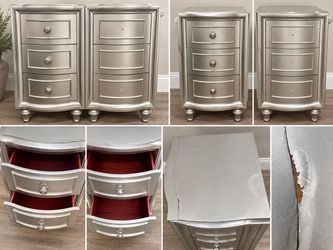 Silver 6-Drawer Multi-Purpose Cabinet / 2 Separate 3-Drawer Nightstands