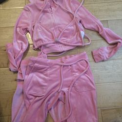 Pink Velvet Tracksuit Set