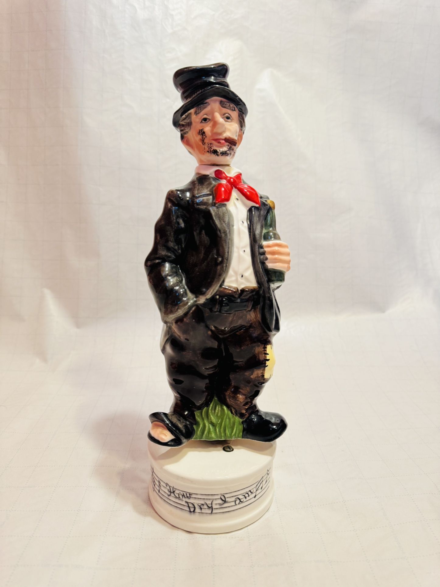 Decanter How Dry I Am Musical & Rotating Hobo Top Hat & Cigar Japan works VTG