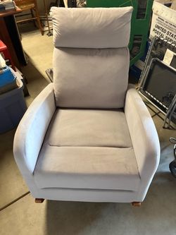 Gray Upholstered Rocking Glider Chair Nursery Living Room