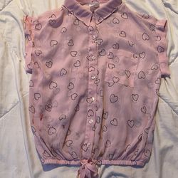 Kids Girls Heart Printed Blouse Shirt