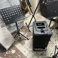 PA SYSTEM, stands , music gear