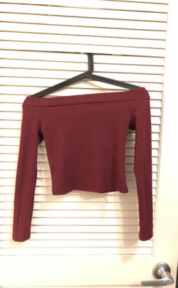 Women’s Burgundy Off Shoulder Long Sleeve Top Size Small