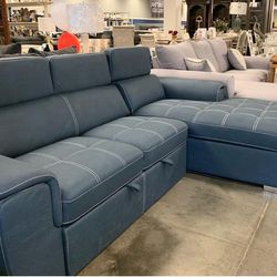 Ferriday Blue Storage Sleeper Sectional Homelegance / couch / Living room set