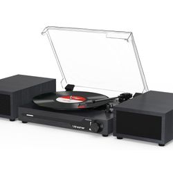 Udreamer Record Player w/ External Speakers Black
