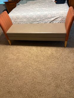Upholstered Bedroom Bench with Wood Legs