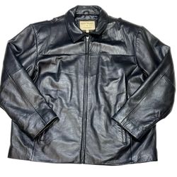 Boston Harbour Soft Leather Jacket Men XXL Quilt Lined Bomber Full Zip Black