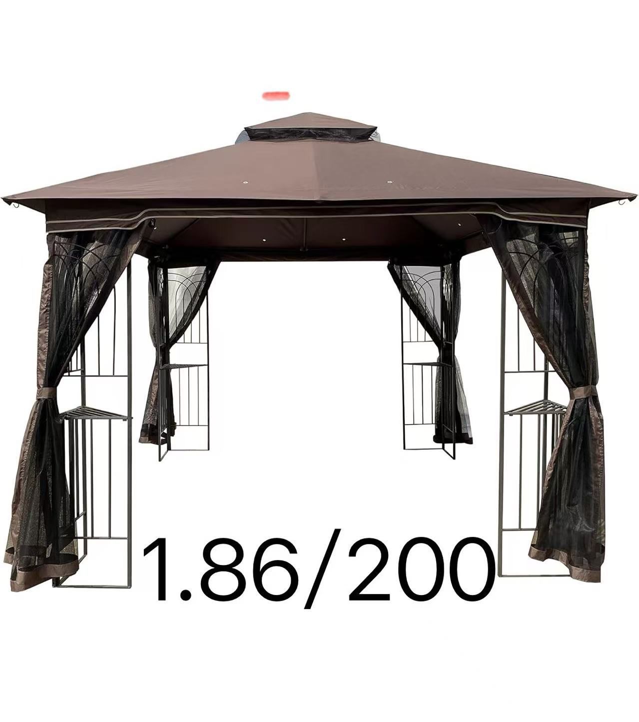 10x10 Outdoor Patio Gazebo Canopy Tent with Ventilated Double Roof and Detachable Net for Garden Backyard Deck Lawn Use, Brown Top