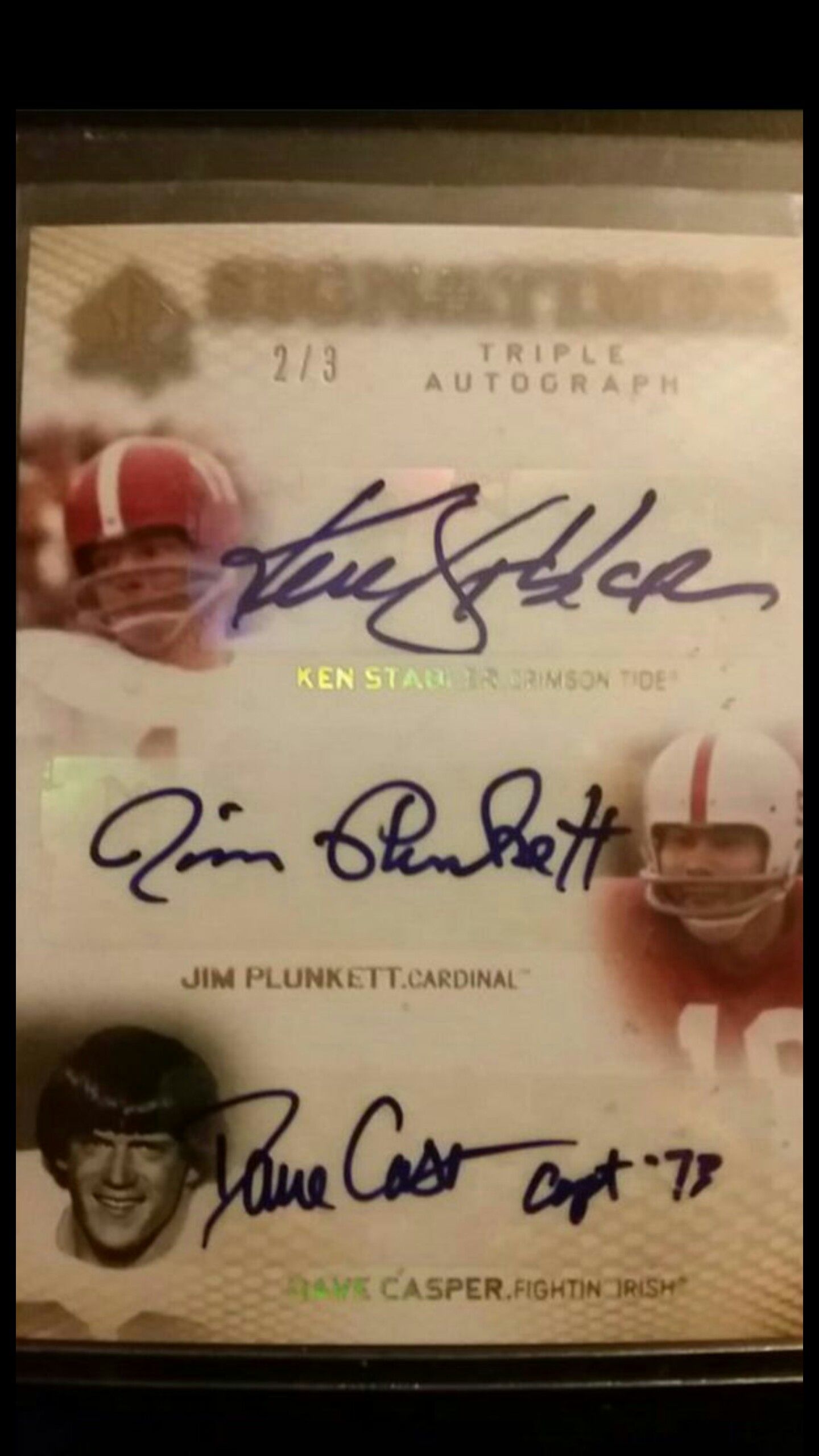 Auto card of Jim plunkett, ken stabler & Dave Casper