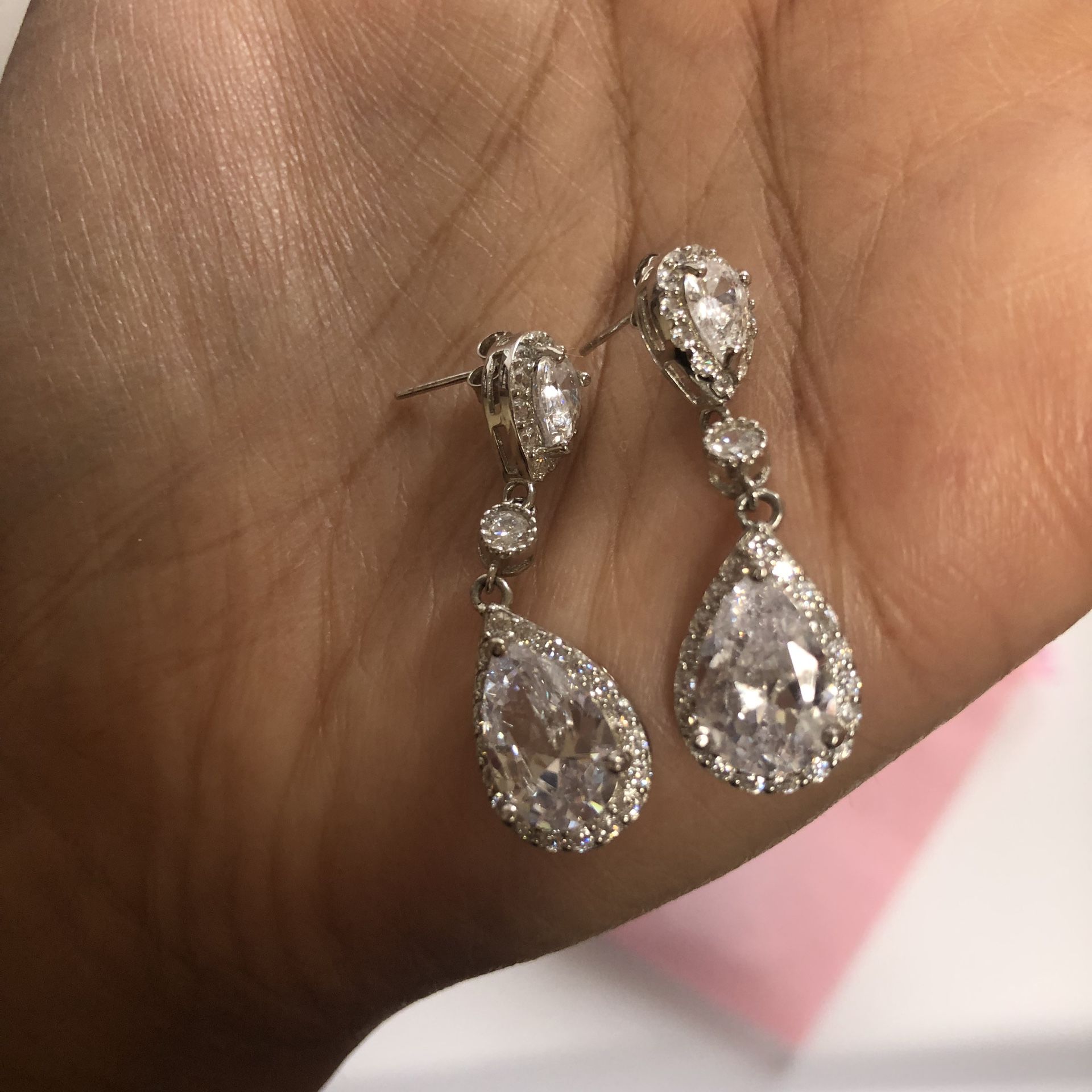 Sterling silver bridal earrings wedding