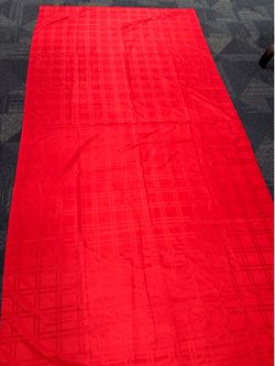 Red Damask Plaid Holiday Tablecloth – Rectangle 60” x 120” (Seats 10–12)