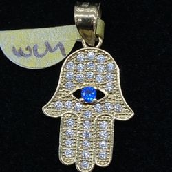 $275 Yellow Gold W Zirconia Hamsa Hand Charm