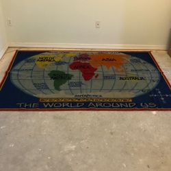 Large World Map Rug For Teachers Classroom 93in x 63in